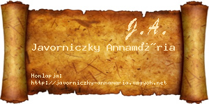 Javorniczky Annamária névjegykártya